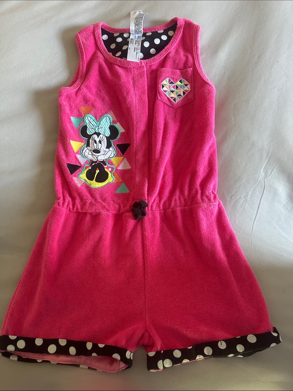 Disney Hot Pink Polka Dot-Lined Girls Romper